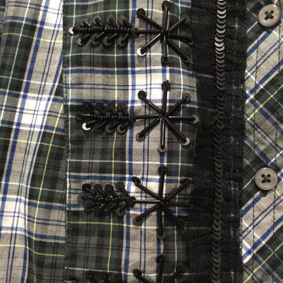 J. Crew Embellished Tartan Shirt; Runs Large - Picture 3 of 5